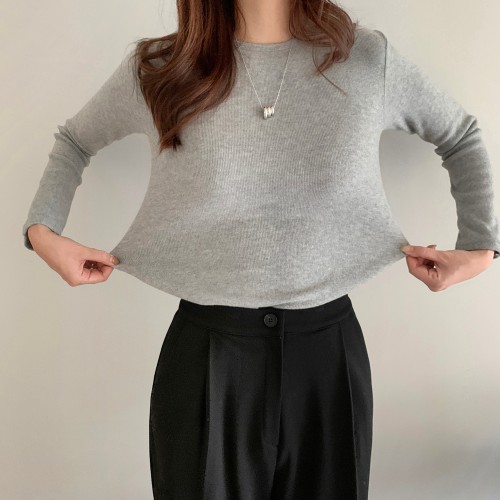 코이블리 부드러운 골지 스판 기모 티셔츠, 올겨울 교복 확정!