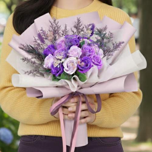 졸업식꽃다발 비누꽃 선물 졸업 꽃다발 학예회 발표회 보라장미 상세 스펙 분석