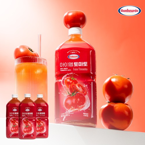 [100% NFC 토마토 14개 착즙]보넬드 아이엠 토마토 주스 즙 원액 1L, 3개 대표 이미지