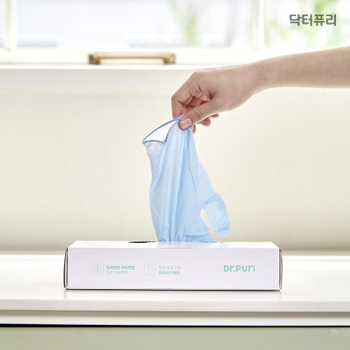 닥터퓨리 뽑아쓰는 오트밀 니트릴장갑 100매 식품용 3.2g 다운블루 귀리코팅 파우더프리 위생장갑 대표 이미지
