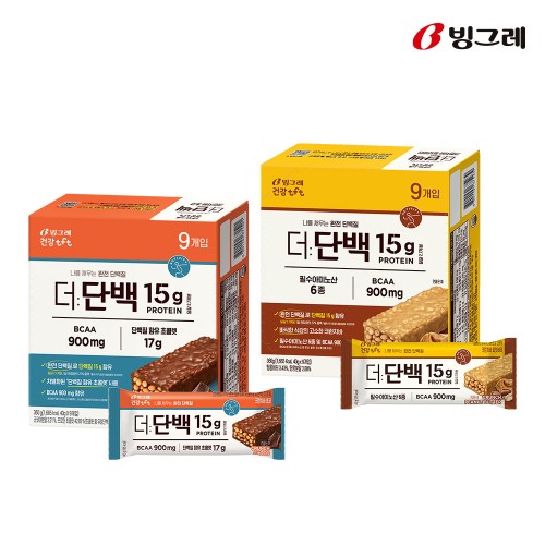 빙그레 더단백 프로틴바 크런치바 초코 9개입+피넛버터 9개입 대표 이미지
