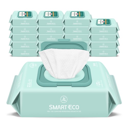 스마트에코 모데라토 물티슈 20팩 80매 캡형 저자극 엠보 유아용 대용량 대표 이미지