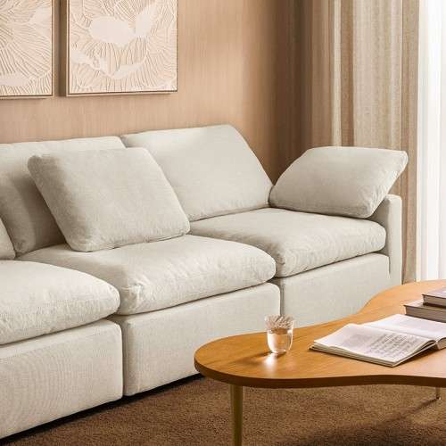 까사미아 캄포 구스30 슬림 소파 스툴미포함, 아이보리, 4인용 상세 모습