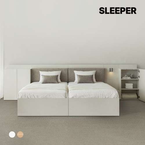 슬립퍼 허쉬 우드톤 LED 수납 호텔 침대 프레임 LK(라지킹), 내추럴오크 디자인