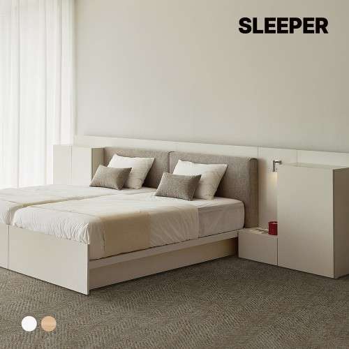 슬립퍼 허쉬 우드톤 LED 수납 호텔 침대 프레임 LK(라지킹), 내추럴오크 상세 모습