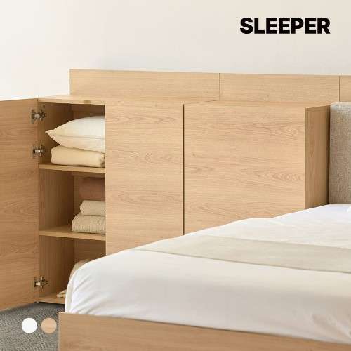 슬립퍼 허쉬 우드톤 LED 수납 호텔 침대 프레임 LK(라지킹), 내추럴오크 구성품