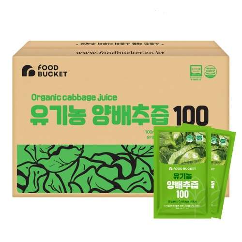 푸드버킷 국산유기농100% 유기농양배추즙 100ml 100포, 1개 대표 이미지