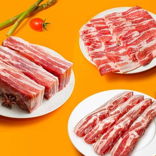 설렘한입 삼겹살 2kg 대패 통삼겹 수입 냉동 구이용 목전지 등갈비 가브리살 디자인