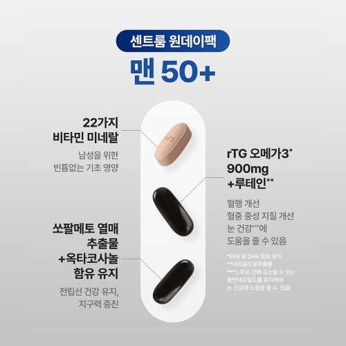 센트룸 원데이팩 맨 50+ 30개입, 3개 구성품