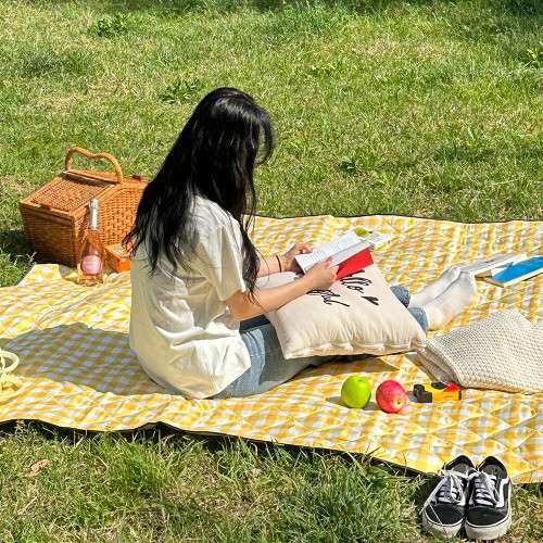 피크닉매트 방수돗자리 두꺼운돗자리 푹신한 대형 옐로우 디자인
