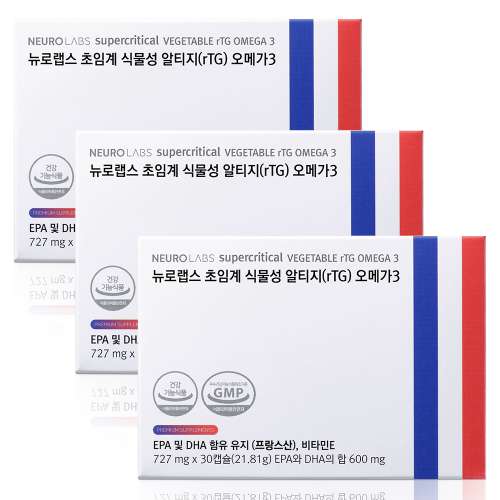 뉴로랩스 초임계 식물성 알티지 오메가3 DHA 순도85% 임산부 비건 30캡슐, 3개 대표 이미지