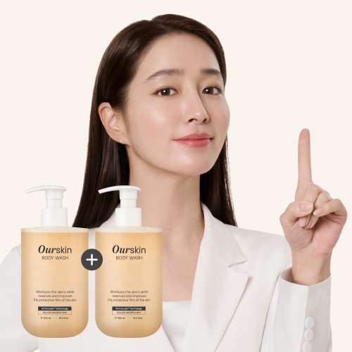 1+1 아워스킨 등드름 가드름 닭살피부 바디워시 향좋은 남자 여자 수분 보습 순한 비건 대용량 바디클렌저 선물 500ml 2개 대표 이미지