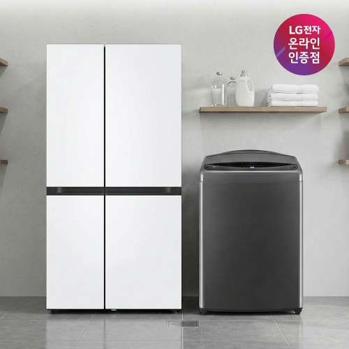 LG 디오스 AI 오브제컬렉션 냉장고 (양문형) + LG 통돌이 세탁기 세트 (S836MQQ012 + T19MX8A) 대표 이미지