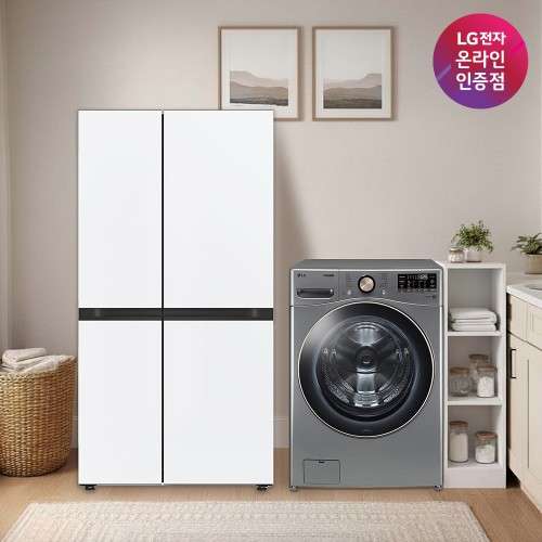 LG 디오스 AI 오브제컬렉션 냉장고 (양문형) + LG 트롬 세탁기 (S836MQQ012 + F24VDLPR) 대표 이미지