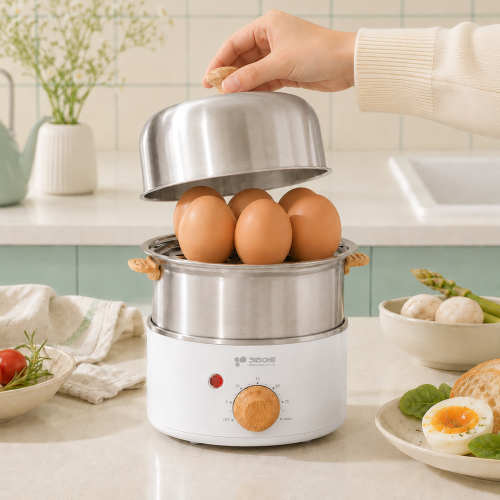 키친아트 2단 올스텐 계란찜기 타이머 전기 찜기 에그쿠커 만능 반숙 대표 이미지