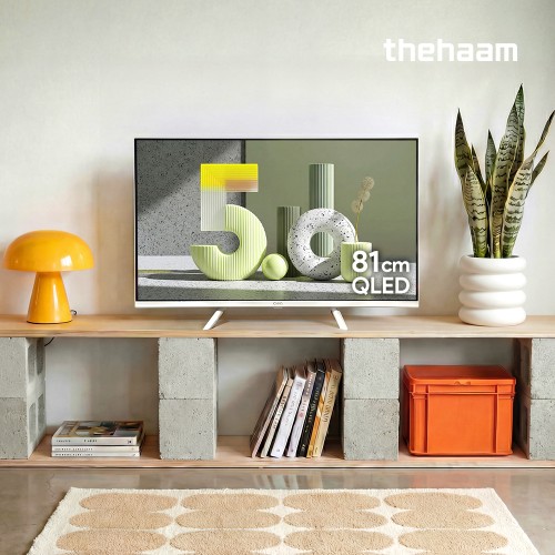 더함 스마트 구글 5.0 화이트 티비 81cm(32인치), QLED, 본체 대표 이미지